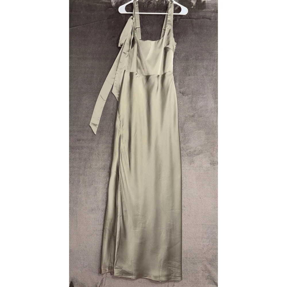 Show Me Your Mumu Lana Maxi Dress Women's Medium Moss Green Luxe Satin - Picture 5 of 16